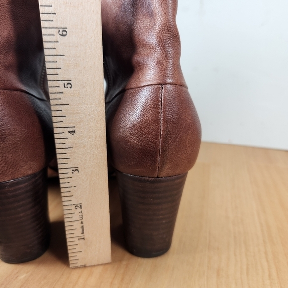 Cole Haan Nike Air Collab Boots Women's 9 Brown Leather Stacked Heel Side Zipper - Picture 6 of 14